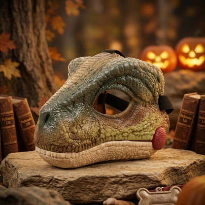 Realistic Dinosaur Dog Mask, Funny T-Rex Pet Costume, Halloween Dog Mask