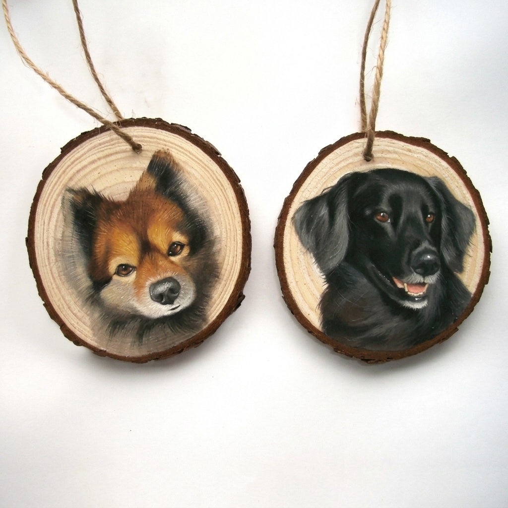 Custom Hand-Painted Pet Portrait Ornament or Magnet, Personalized Wooden Dog & Cat Keepsake, Hand-Drawn Pet Gift