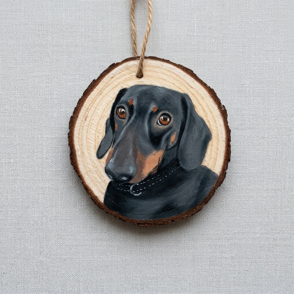Custom Hand-Painted Pet Portrait Ornament or Magnet, Personalized Wooden Dog & Cat Keepsake, Hand-Drawn Pet Gift