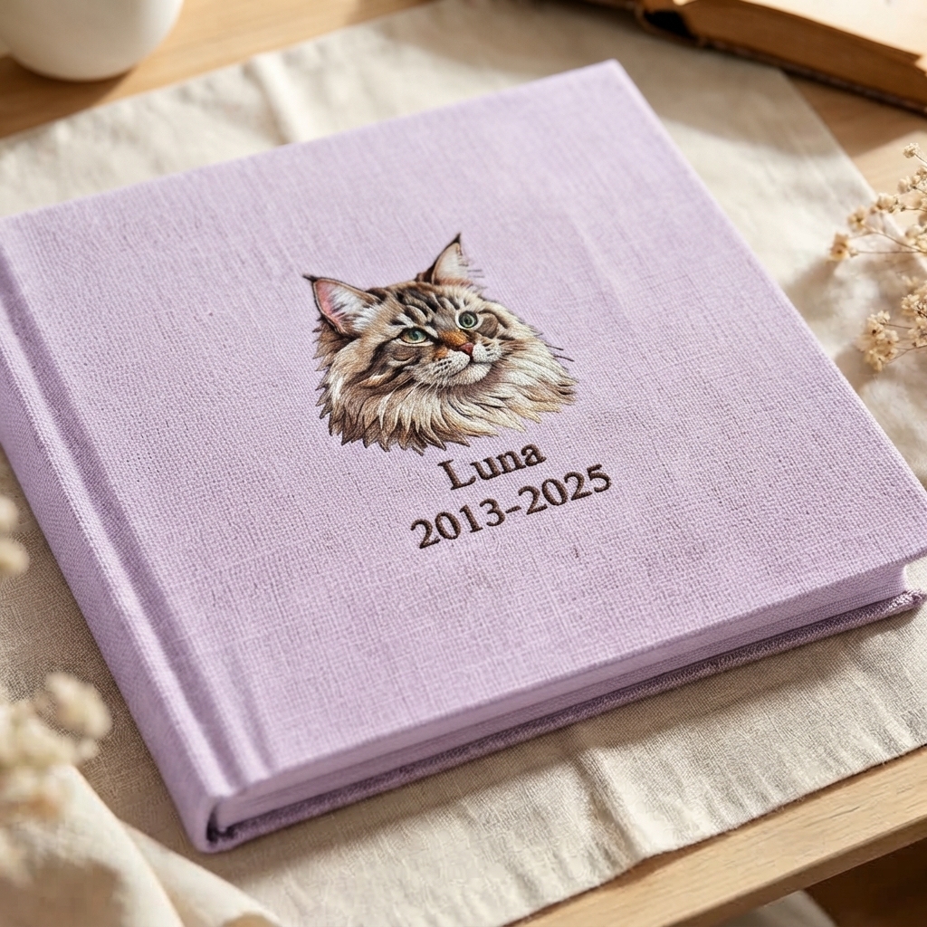 Custom Embroidered Pet Photo Album, Personalized Dog or Cat Memorial Scrapbook, DIY Pet Memory Book, Pet Loss Sympathy Gift