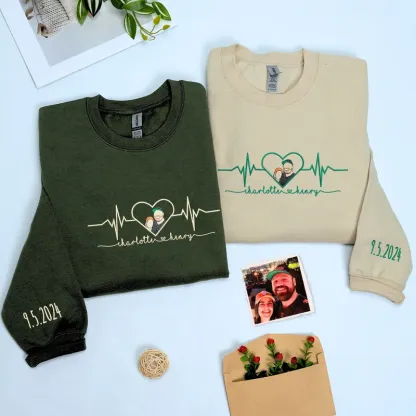 Forlovever Customized Couple's Heart-Fluttering Moment Embroidered Sweatshirt