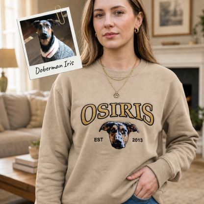 Personalized Embroidered Pet Face and Name Est Sweatshirt Keepsake Gift for Pet Lovers