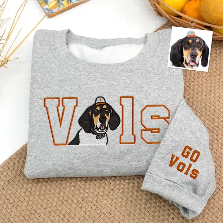 Custom College Team Embroidered Sweatshirt –  Pet Protrait Embroidered Sweatshirt, Personalized College Spirit Wear