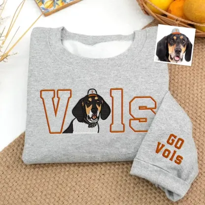 Custom College Team Embroidered Sweatshirt –  Pet Protrait Embroidered Sweatshirt, Personalized College Spirit Wear