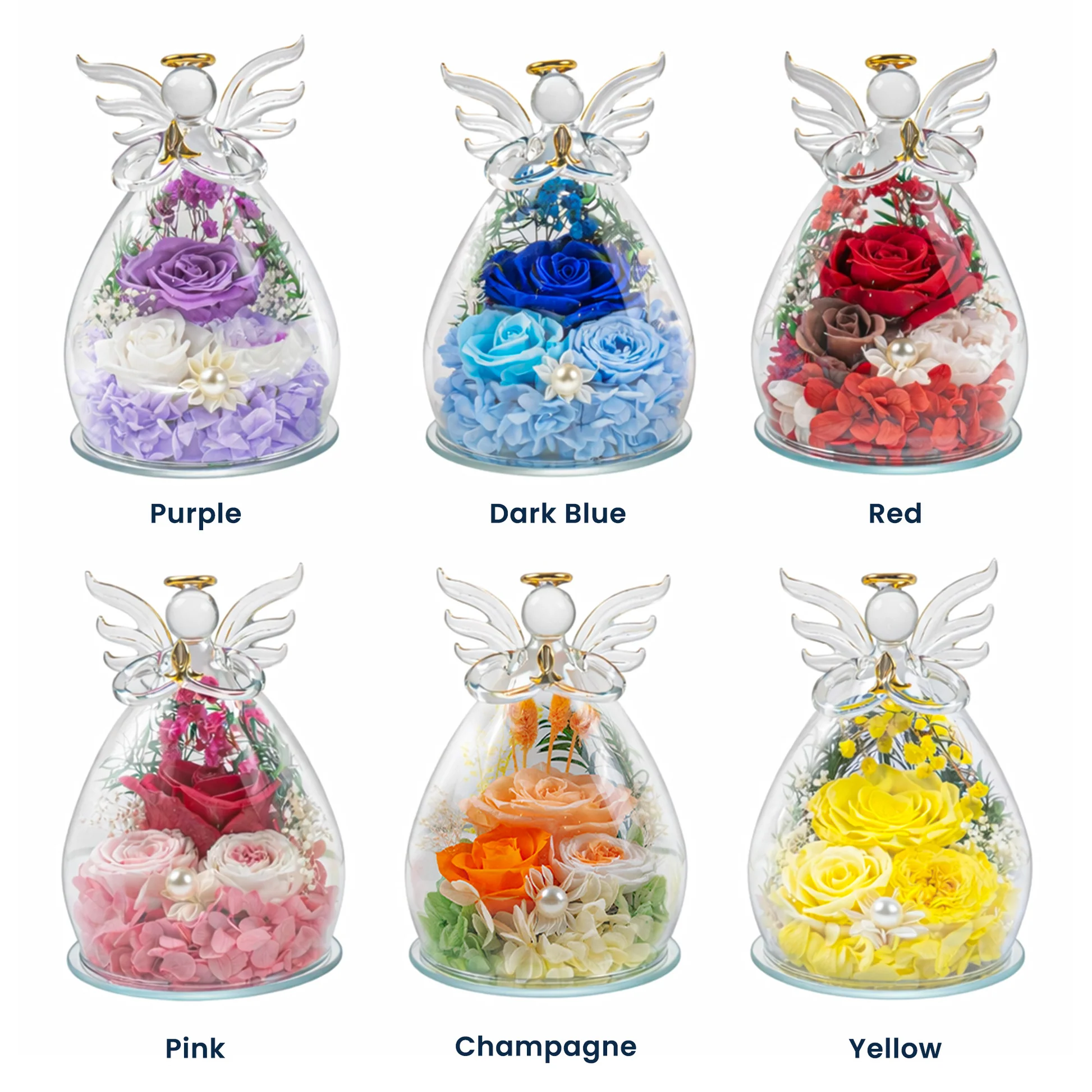 Mommy Holding Hands Personalized Flower In Angel Figurines with Ring & Manicure-Mother‘s Day Gift