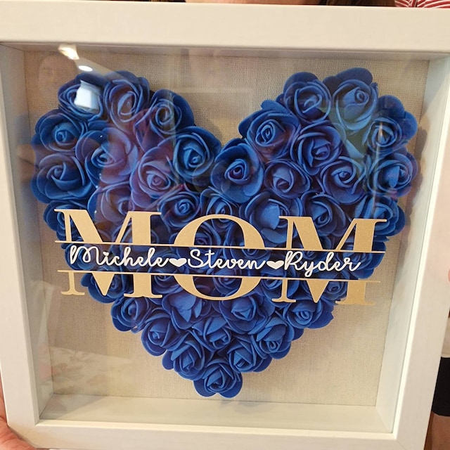 Heart roses shadow box for mama, Mother’s Day-forlovever