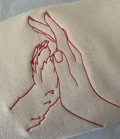 Pet Paw Silhouette Embroidery, High Five Love-forlovever