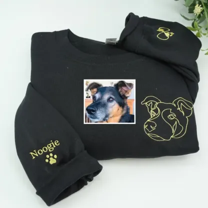 Personalized Pet Face Outline Embroidered T-shirt,Sweatshirt,Hoodie.