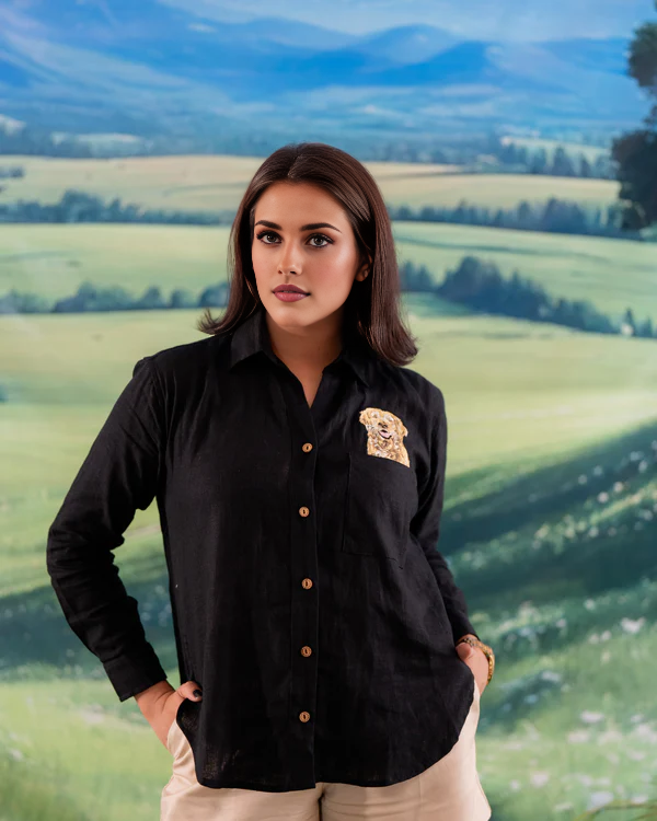 Custom Pet Photo Full Color Embroidered Unisex Pocket Shirt - Formal and Casual-forlovever