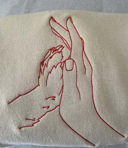 Pet Paw Silhouette Embroidery, High Five Love-forlovever
