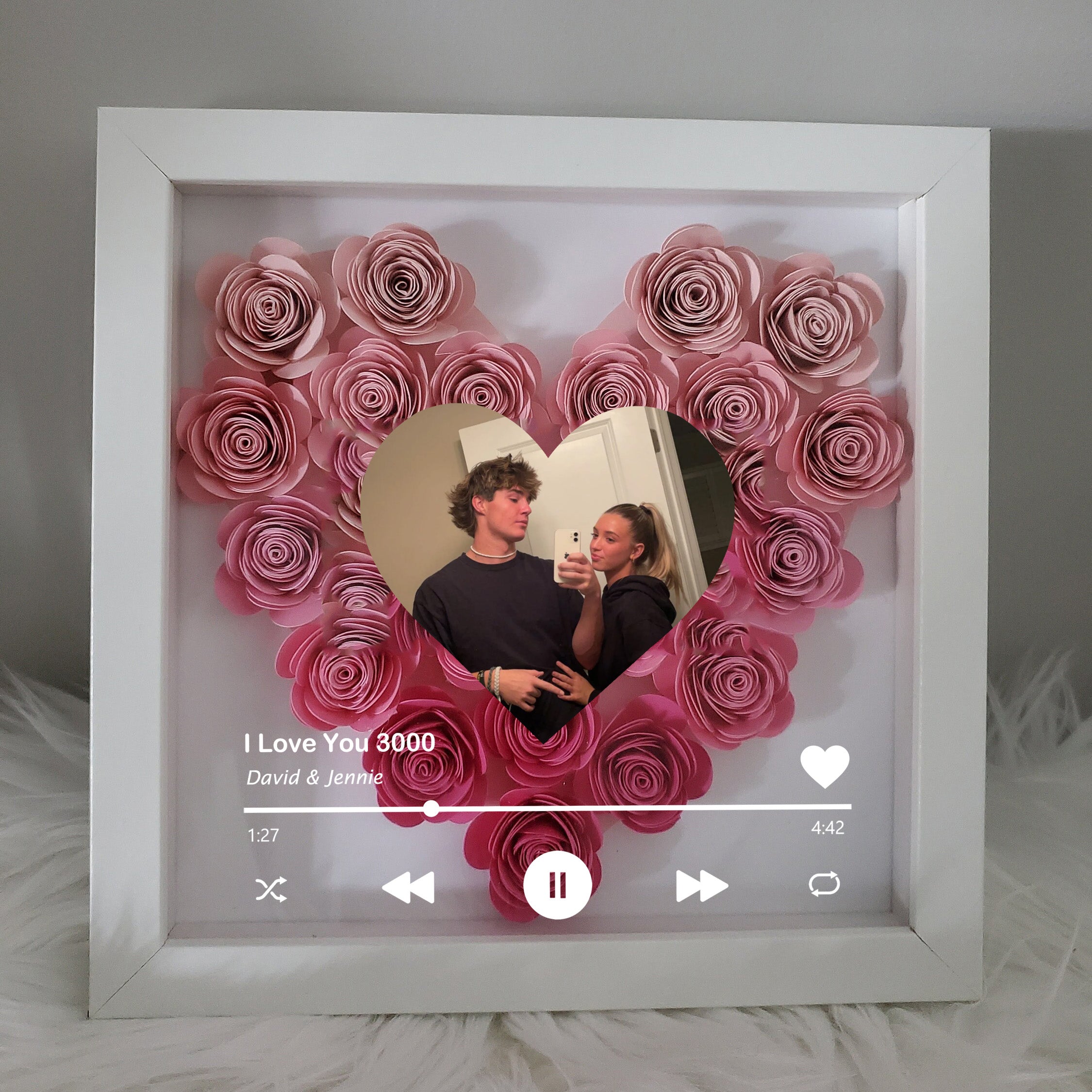 (With Song)Custom Heart Flower Shadow Box with Photo-forlovever