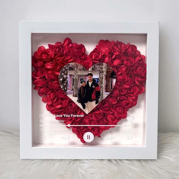 (With Song)Custom Heart Flower Shadow Box with Photo-forlovever