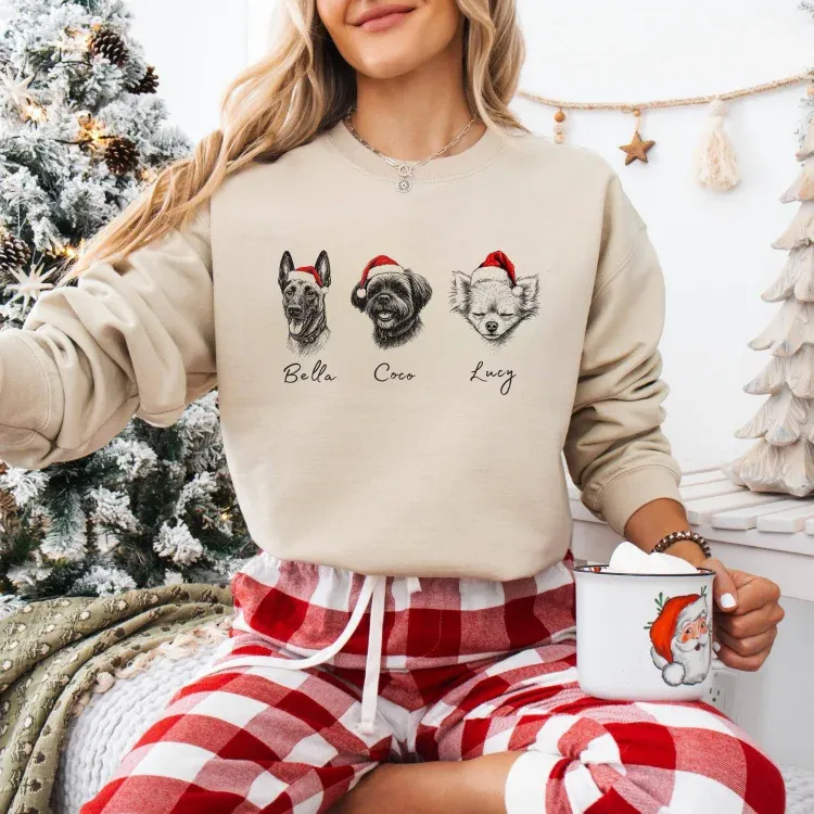 Custom Pete Photo Santa Hat Graphic Crewneck Sweatshirt Hoodie