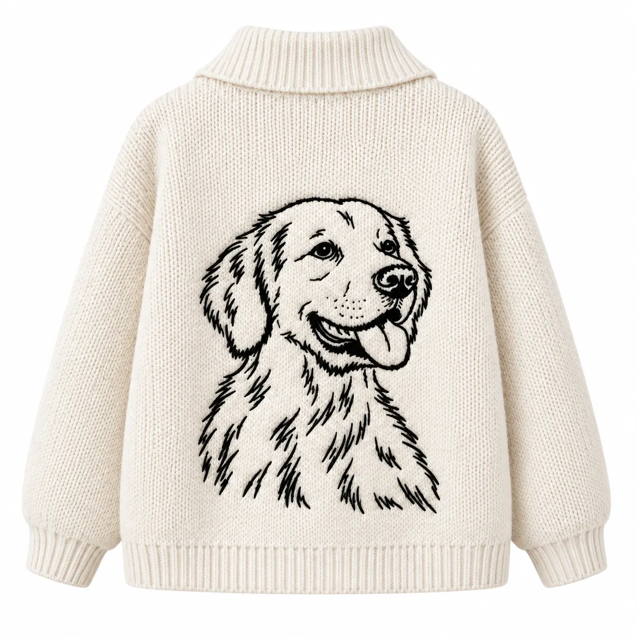 Personalized Pet Portrait Knit Cardigan – Custom Pet Embroidered Sweater Keepsake