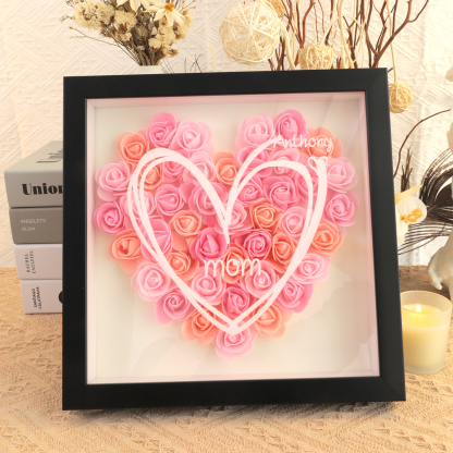 Mom The Heart Of The Family - Personalized Flower Shadow Box-forlovever