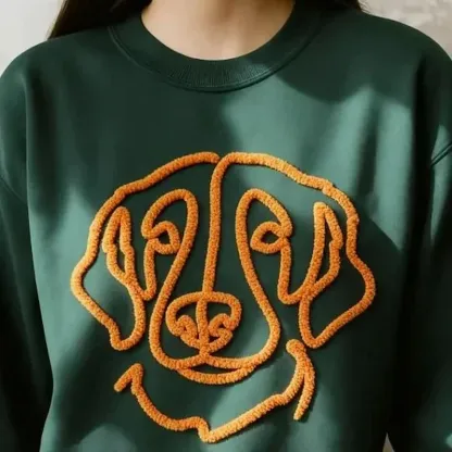 Custom Chenille Yarn Embroidered Pet Sweatshirt, Embroidered Pet Portrait, Gift For Dog Dad/Mom