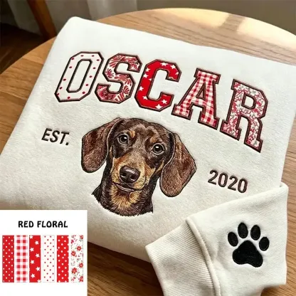 Custom Pet Portrait Patchwork Appliqué Embroidered Sweatshirt Hoodie T-Shirt