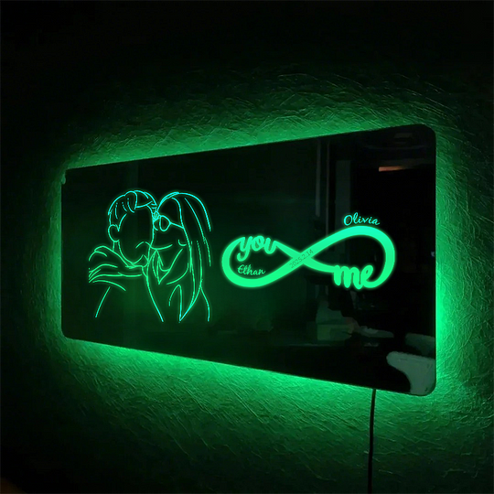 Customized Couple Profile Photo Infinity Symbol Mirror Light