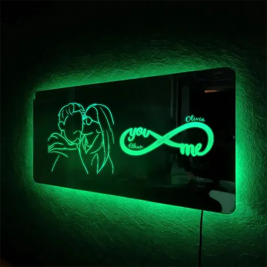 Customized Couple Profile Photo Infinity Symbol Mirror Light