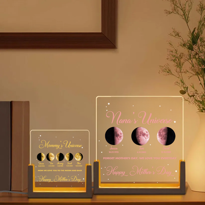 Mom's Sky Custom Real Moon Phase Led Light Frame-forlovever