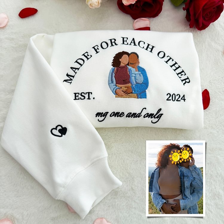 I Feel In Love With You Custom Couple Embroidered Hoodie with Your Text & Date