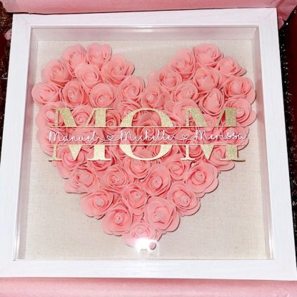 Heart roses shadow box for mama, Mother’s Day-forlovever