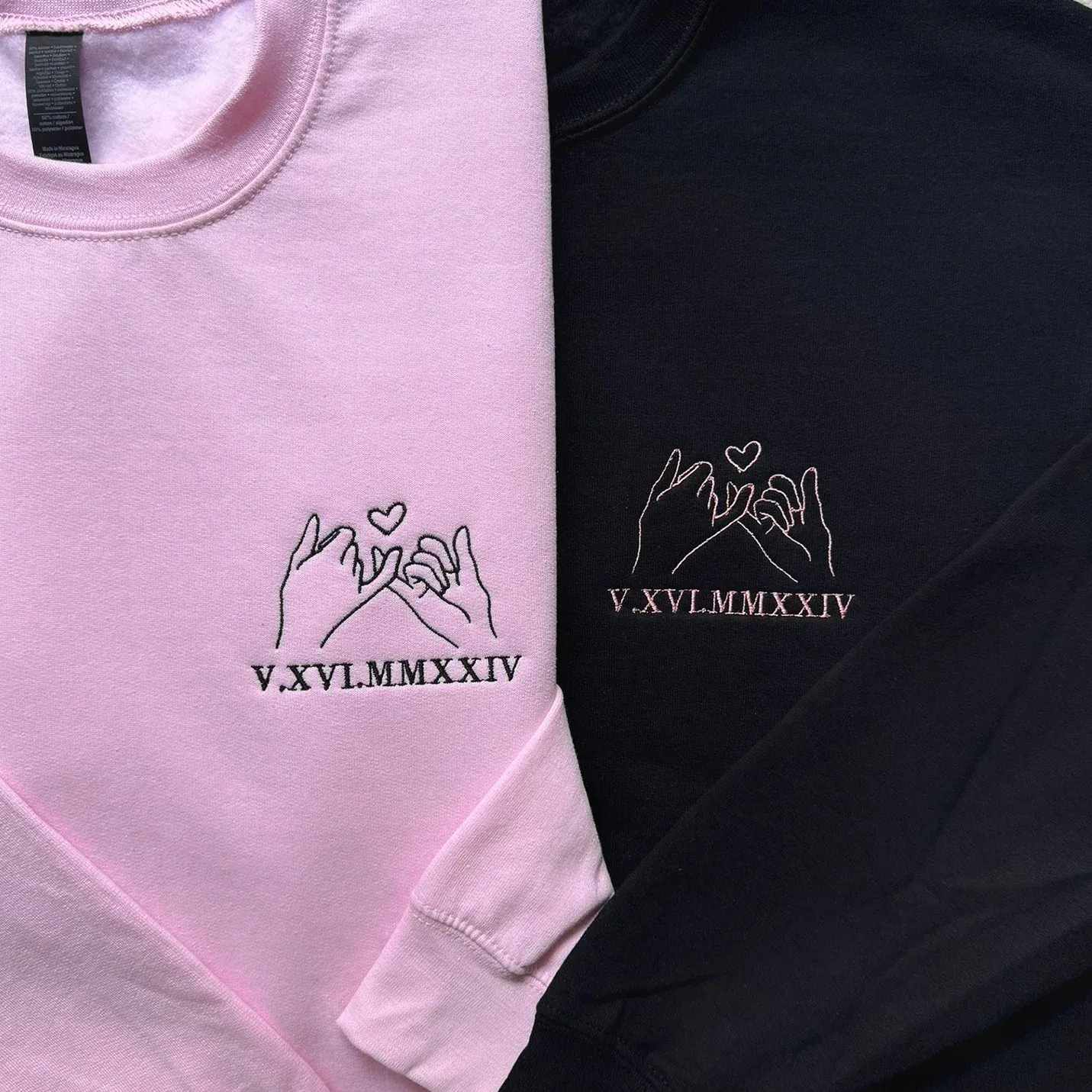 Pinky Vow Custom Roman Numeral Couple Sweatshirts