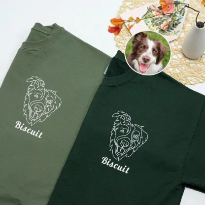 Personalized Pet Face Outline Embroidered T-shirt,Sweatshirt,Hoodie.