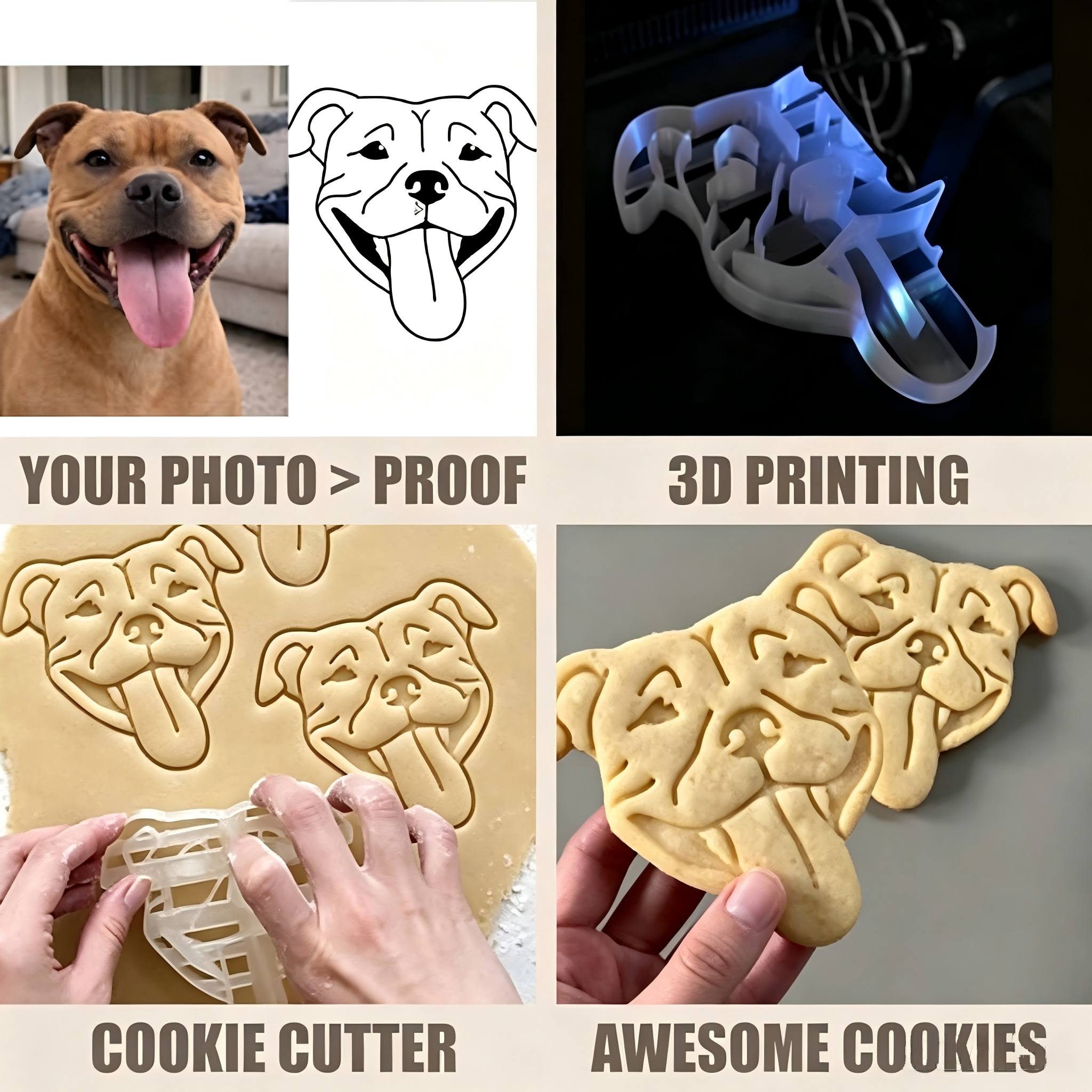 Custom Pet Portrait Cookie Cutter, Personalized Dog & Cat Cookie Mold, Unique Gift for Pet Lovers