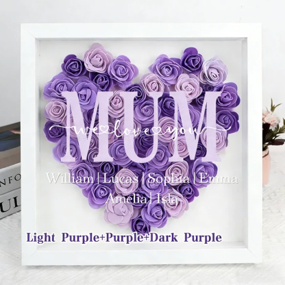 Personalized Mom Flower Shadow Box, Mother's Day Gift, Mom's Rose Frame Box, Flower Gift Box for Mom Grandma Nana, Birthday Gifts for Mom