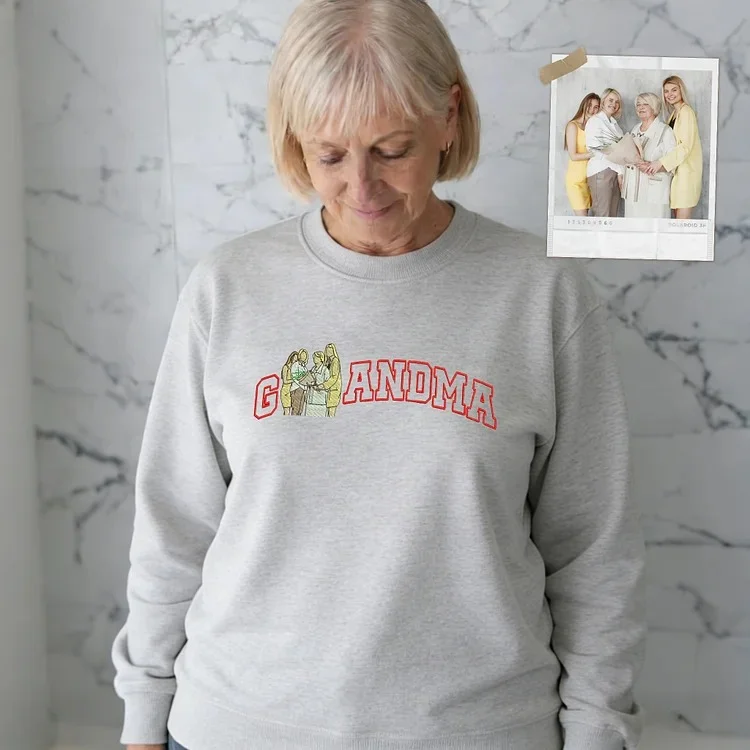 Customized Mom Mother-Child Photo Mother's Day Embroidered Sweatshirt
