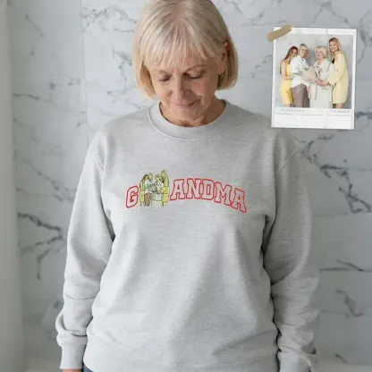 Customized Mom Mother-Child Photo Mother's Day Embroidered Sweatshirt