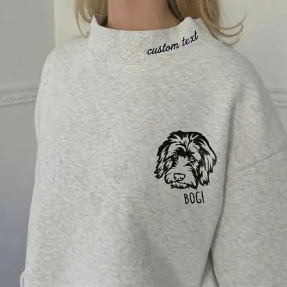 Custom Pet Outline Embroidered Mockneck Sweatshirt