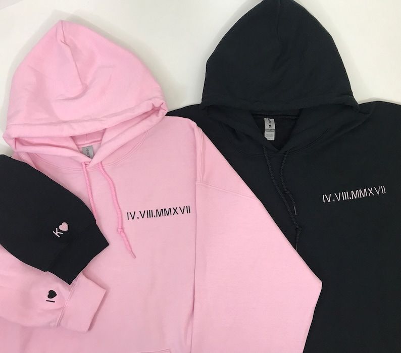 Custom Chest/Neck Embroidered Roman Numeral Matching Sweatshirt/Hoodie