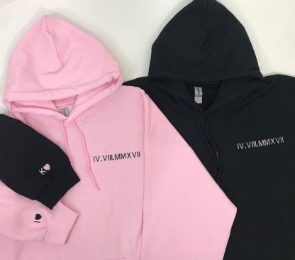 Custom Chest/Neck Embroidered Roman Numeral Matching Sweatshirt/Hoodie