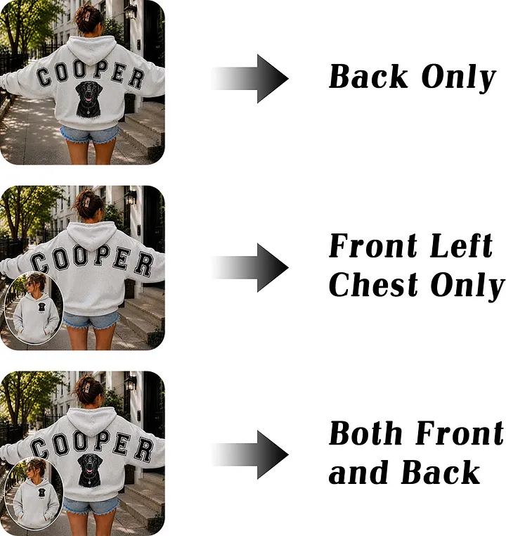 Choose Your Portrait Placement - Back Only, Front Left Chest Only, Both Front and Back
