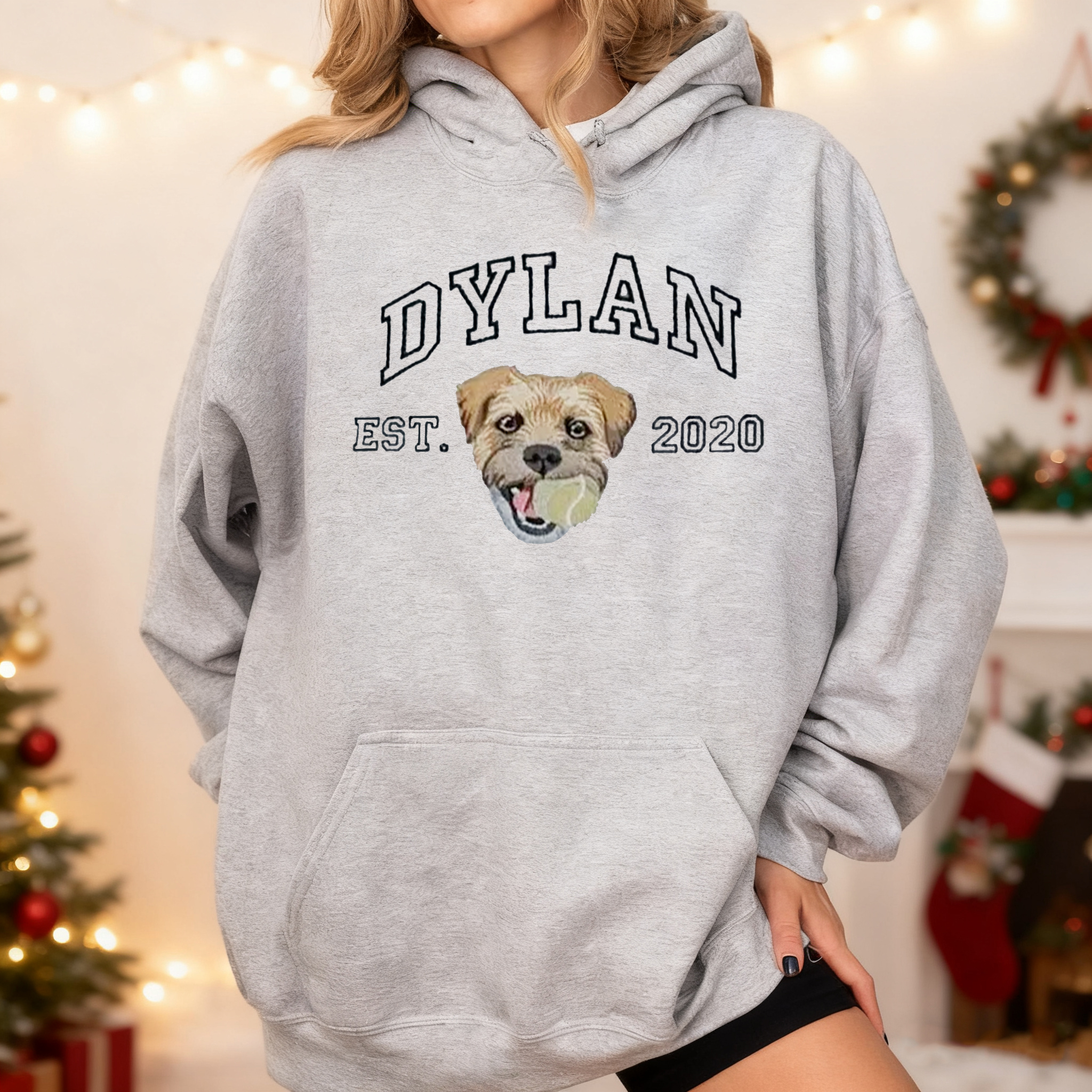 Custom Embroidered Sweatshirt with Dog Face Varsity from Photo, Gift for Pet Lovers