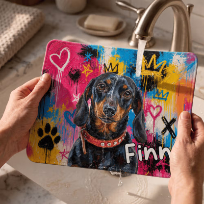 Personalized Graffiti Oil Painting Style Pet Photo Desk Mat Mouse Pad with Name Daily Use Birthday Gift for Family Friend Pet Owner