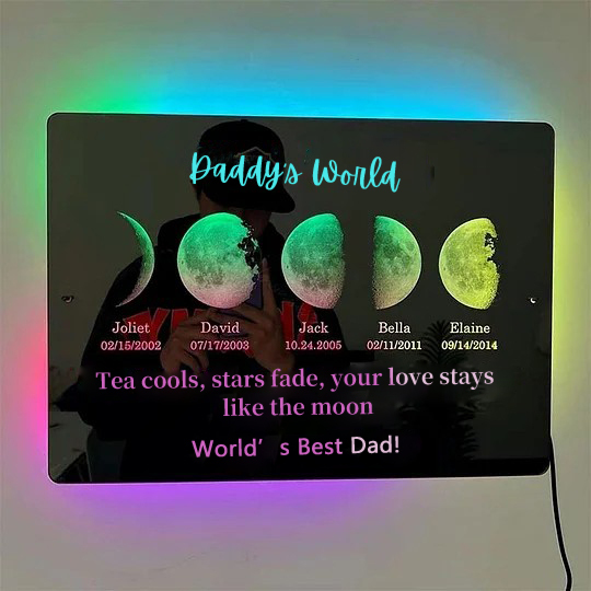 Custom Led Mirror Light Frame with text and date-mom's universe-forlovever