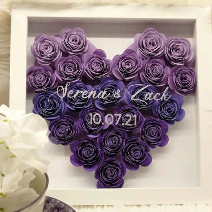 Custom Heart Flower Shadow Box with Text-forlovever