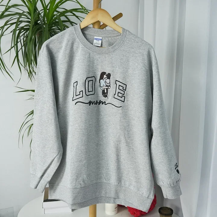 Custom Embroidered Photo Portrait For MOM Love Sweatshirt