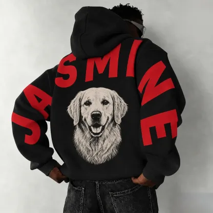Custom Pet Portrait Sweatshirt with Solid Big Back Name, Personalized Dog Mom Hoodie