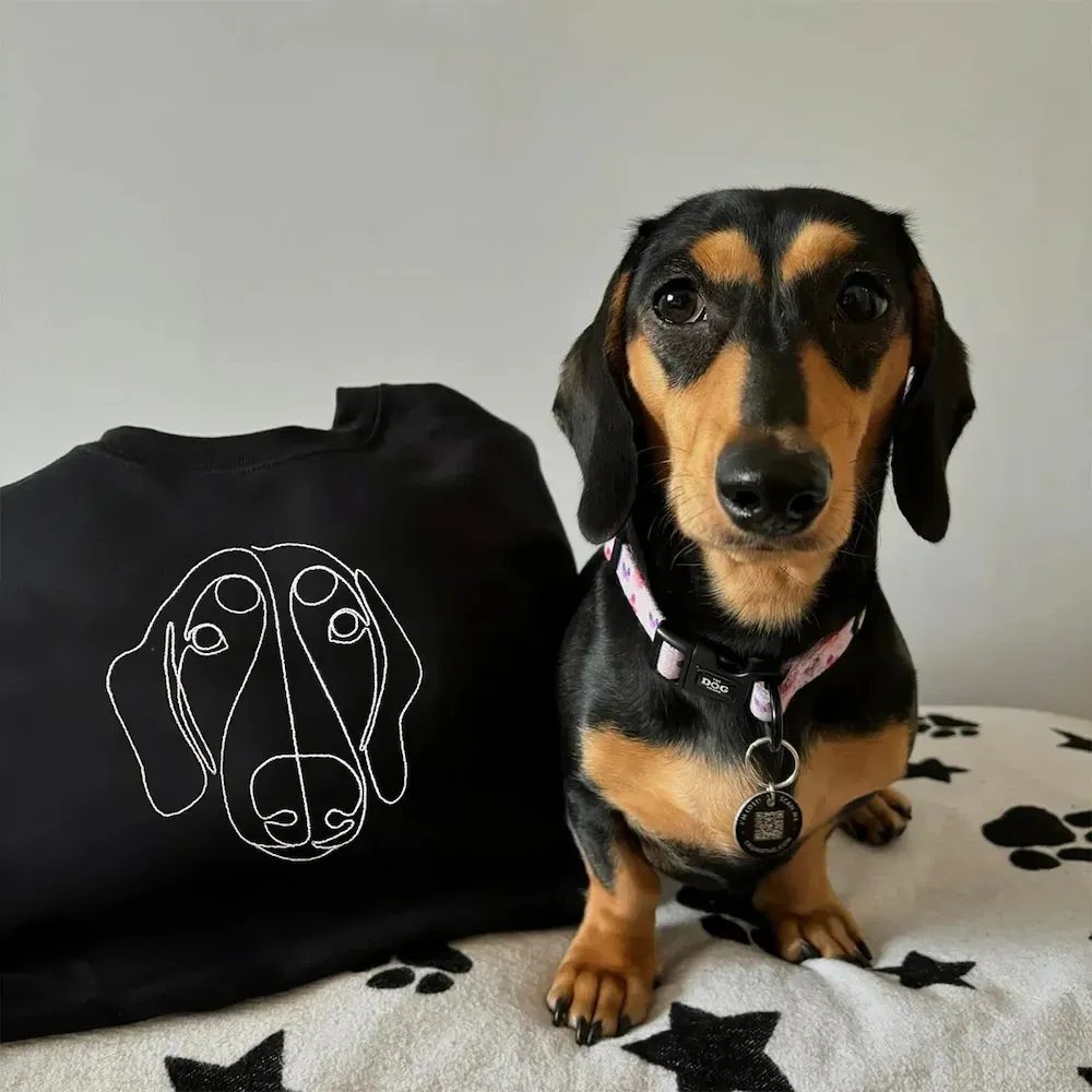 Custom Embroidered Sweatshirt,Pet Face Sketch Embroidery