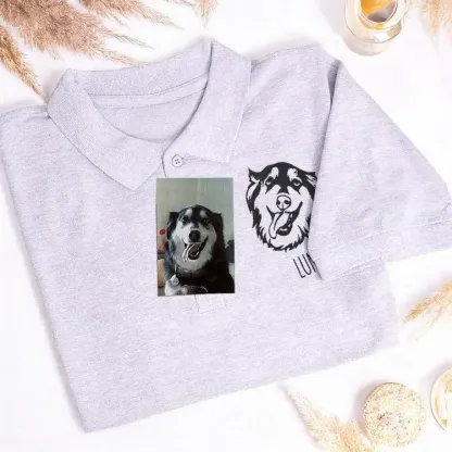 Custom Pet Photo Outline Embroidered Polo Shirt-forlovever