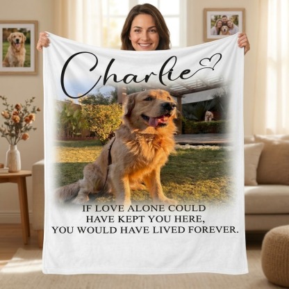 Customized Dog Photo Blanket with Name, Personalized Pet Memorial Blanket