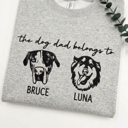 Custom Embroidered Pet Portrait Sweatshirt, Personalized Pet Lover Gift,For Dog Mom & Dad