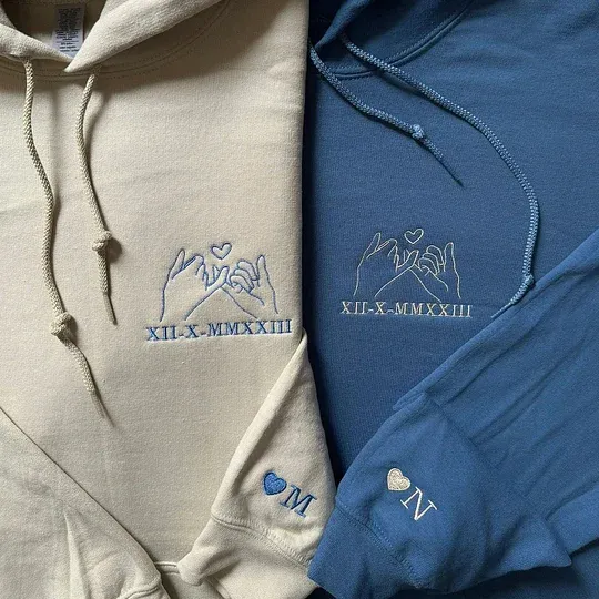 Pinky Vow Custom Roman Numeral Couple Sweatshirts