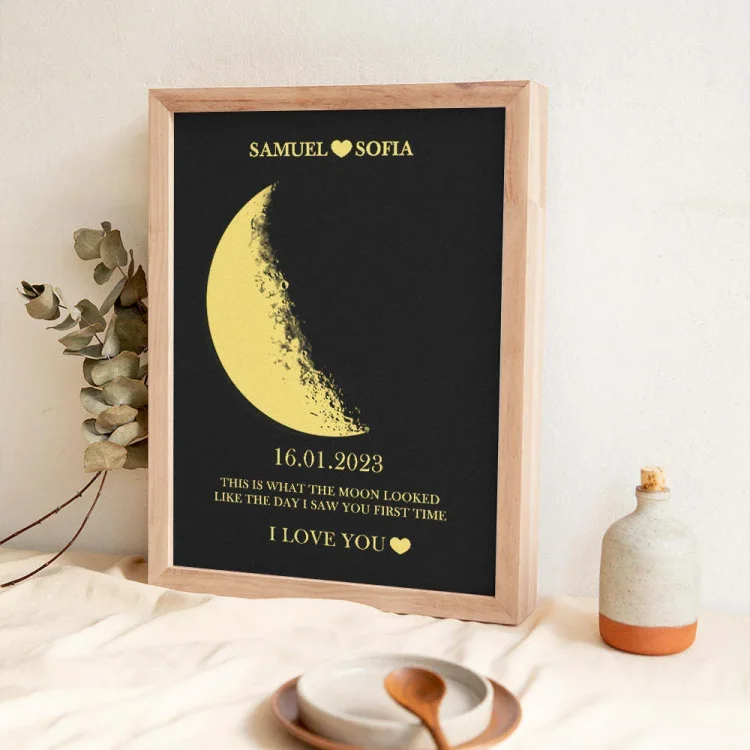 50%OFF🌔CUSTOM COUPLE ART FRAME/ REAL MOON PHASE - FOR MEMORY GIFT
