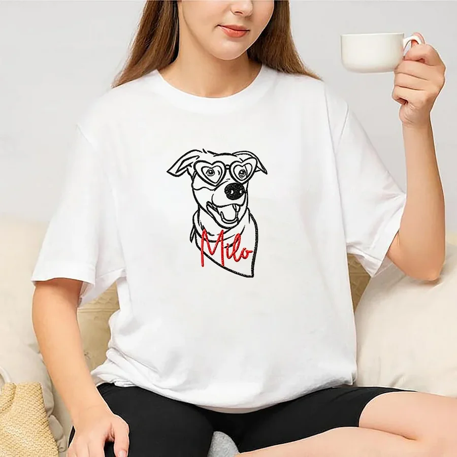 Custom Embroidered Pet Silhouette Sweatshirts With The Option To Add Your Pet's Name, Perfect Christmas Gifts For Pet Lovers