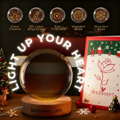 Customized pet face photo Est Year Christmas-themed crystal ball night light